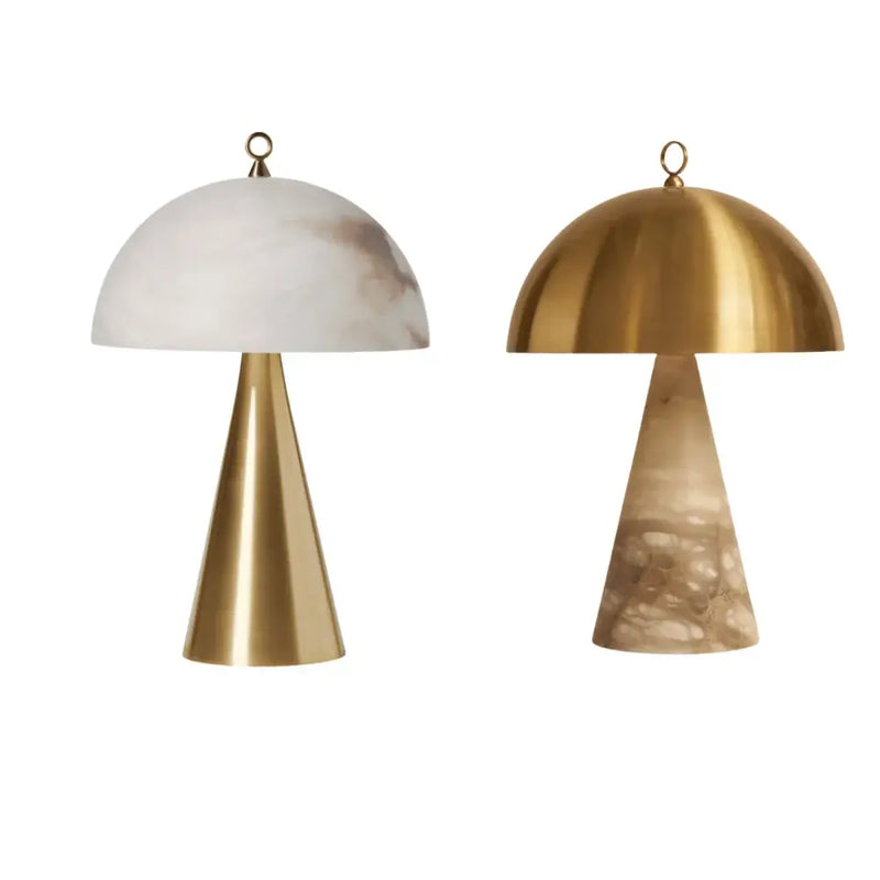 Elegant natural marble table lamp white & brass bedroom light