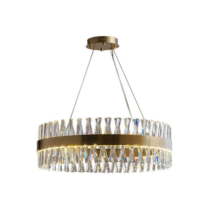 Elegant oval brushed gold rings crystal chandelier dining room light