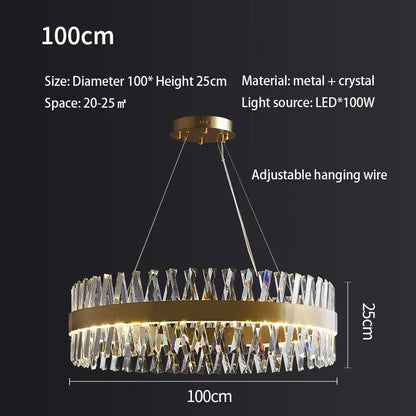 Elegant oval brushed gold rings crystal chandelier dining room light