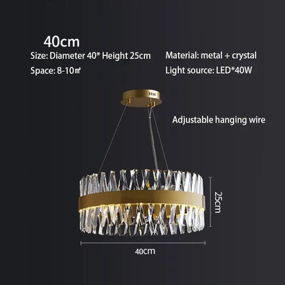 Elegant oval brushed gold rings crystal chandelier dining room light