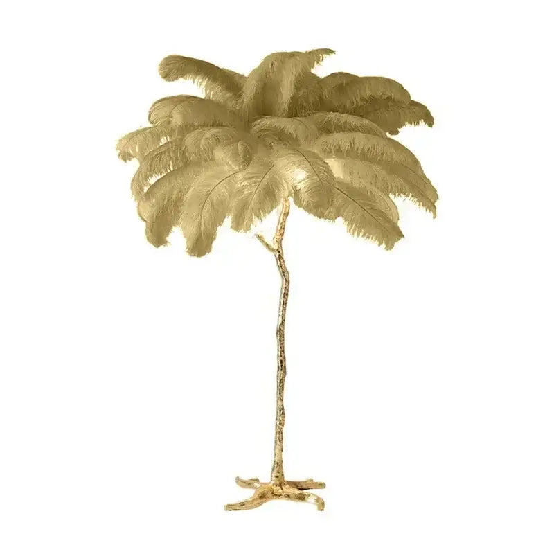 Elegant pink ostrich feather floor lamp bedroom gold branch light