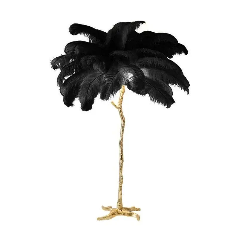 Elegant pink ostrich feather floor lamp bedroom gold branch light