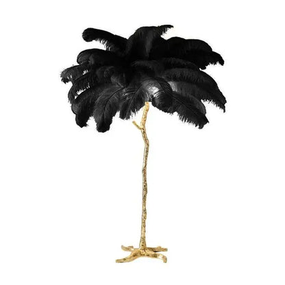 Elegant pink ostrich feather floor lamp bedroom gold branch light