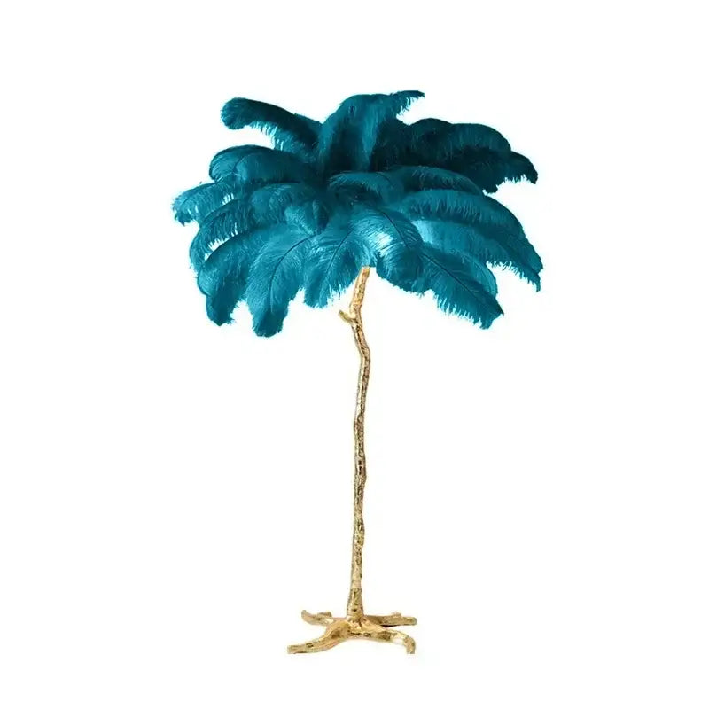 Elegant pink ostrich feather floor lamp bedroom gold branch light