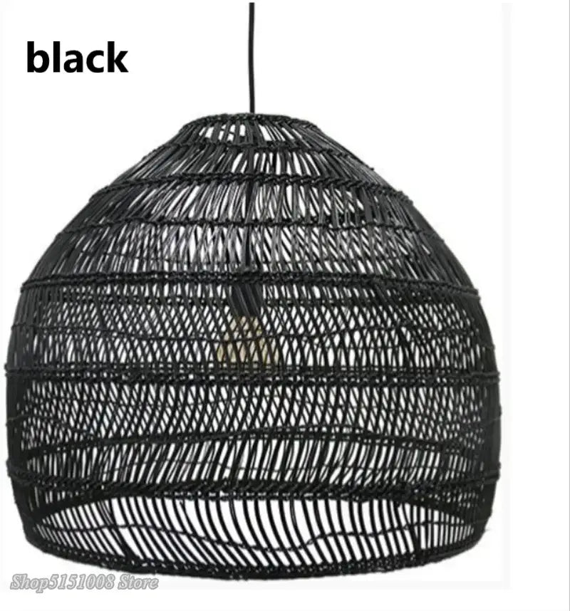 Elegant rattan wave pendant light for dining room tiered dome design