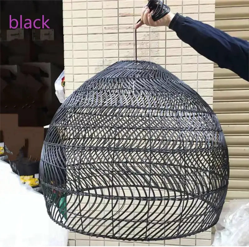 Elegant rattan wave pendant light for dining room tiered dome design