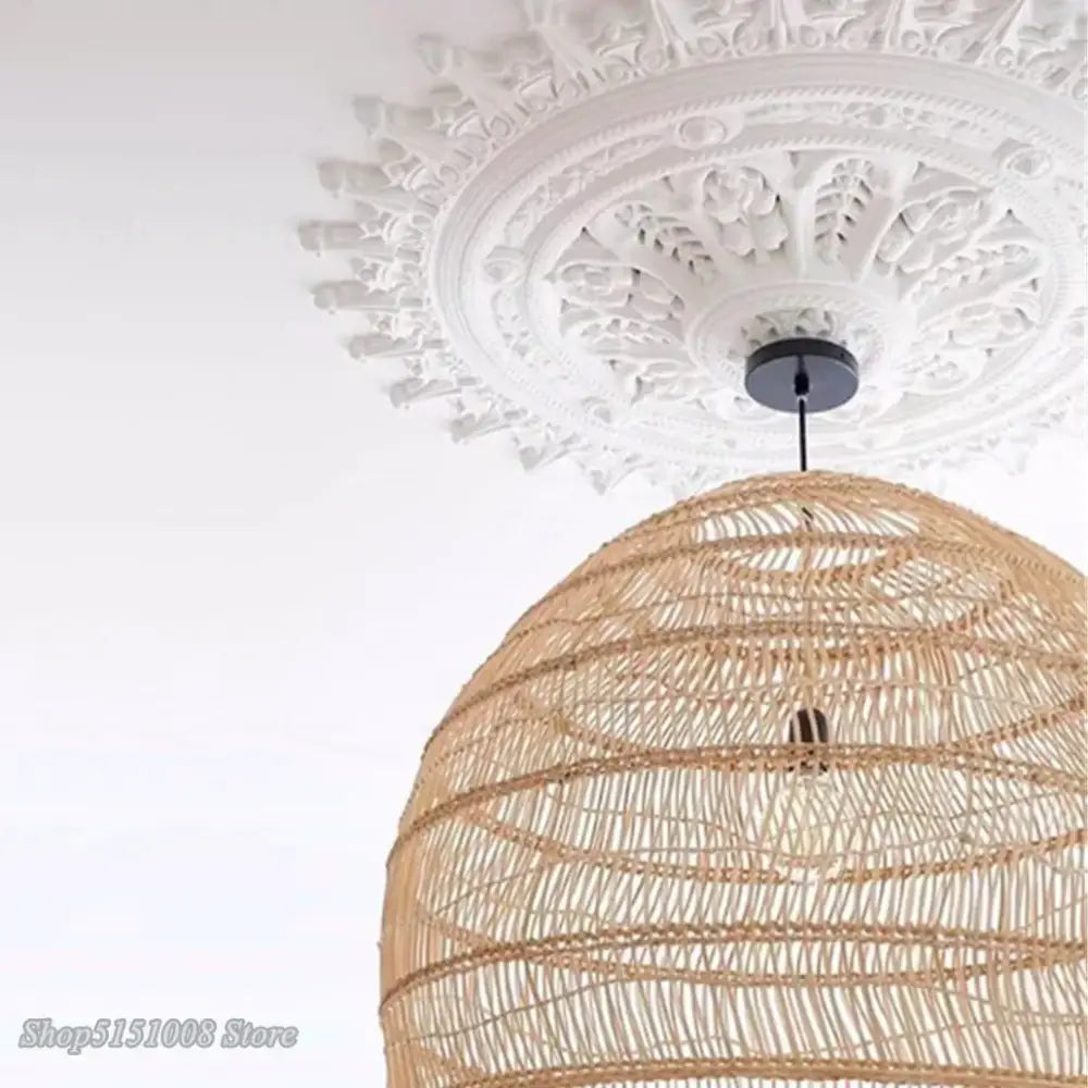 Elegant rattan wave pendant light for dining room tiered dome design
