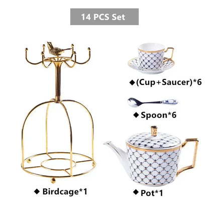 Elegant red & gold porcelain coffee set dining room tea service