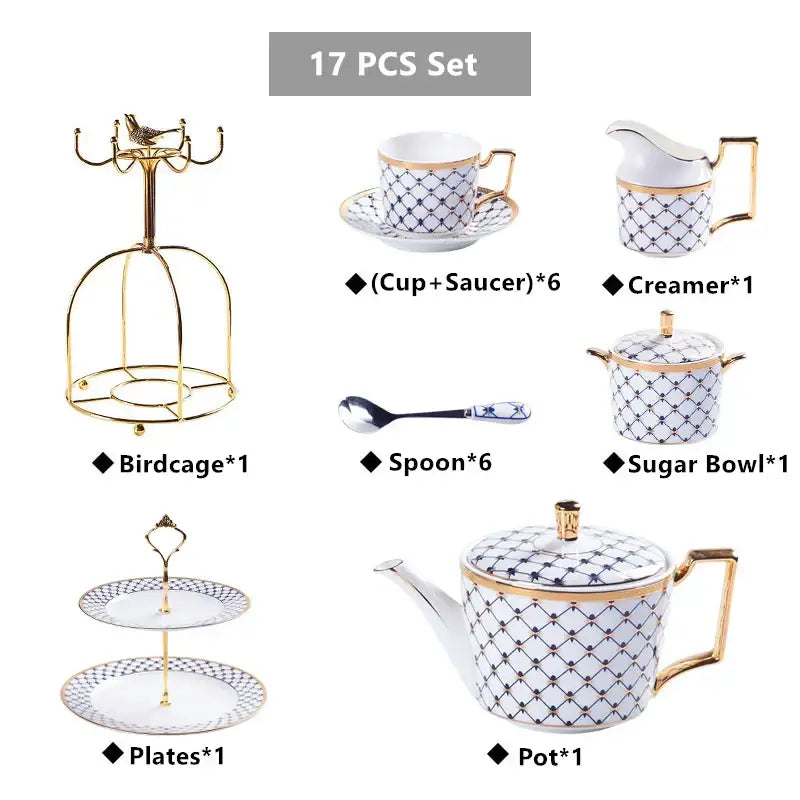 Elegant red & gold porcelain coffee set dining room tea service