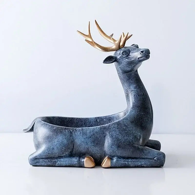 Elegant resin deer key holder blue & gold living room decor