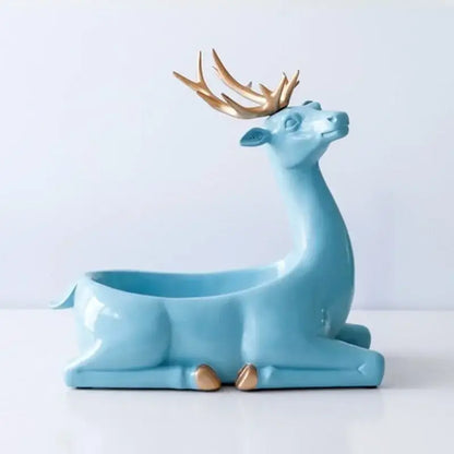 Elegant resin deer key holder blue & gold living room decor