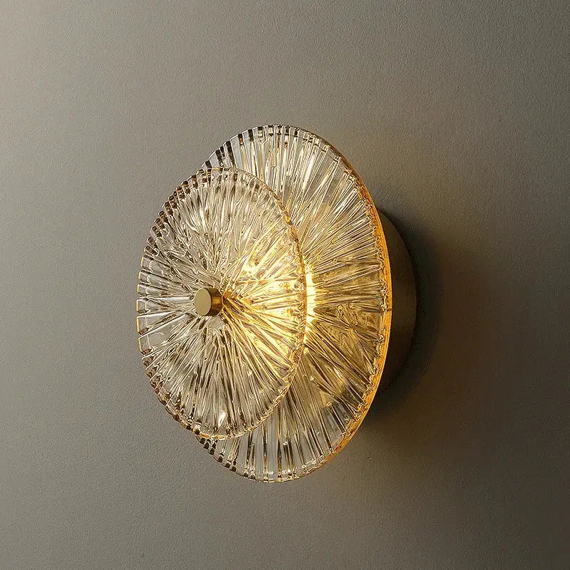 Elegant ribbed glass and gold wall sconces for living room