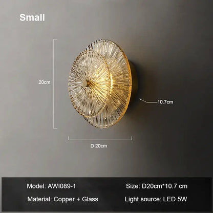 Elegant ribbed glass and gold wall sconces for living room