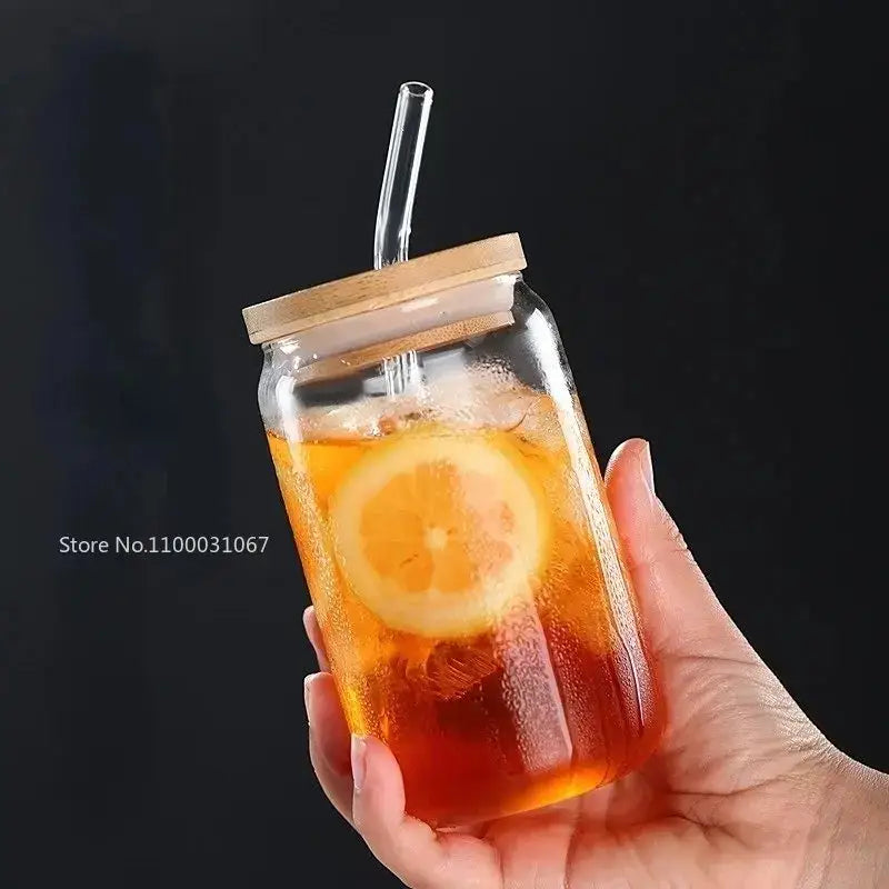 Elegant ribbed glass straw cup – kitchen and dining drinkware