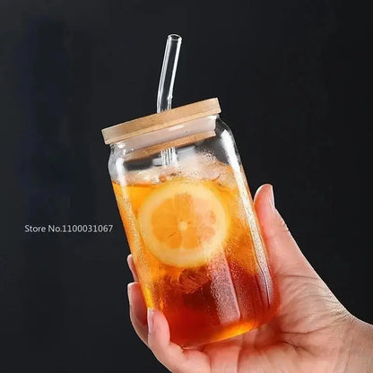 Elegant ribbed glass straw cup – kitchen and dining drinkware