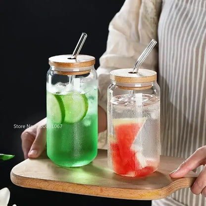 Elegant ribbed glass straw cup – kitchen and dining drinkware