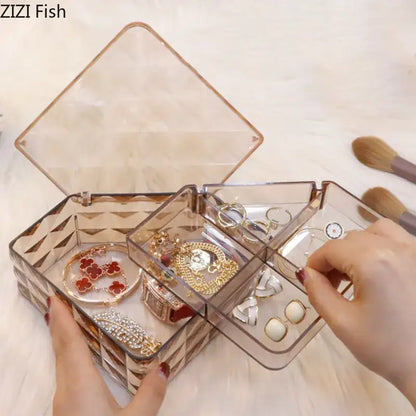 Elegant rose gold & silver jewelry boxes bedroom diamond organizers