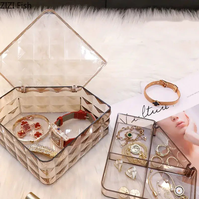 Elegant rose gold & silver jewelry boxes bedroom diamond organizers