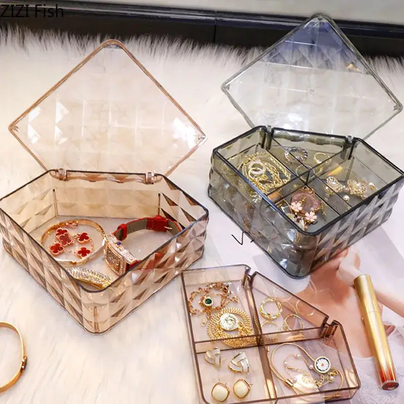 Elegant rose gold & silver jewelry boxes bedroom diamond organizers