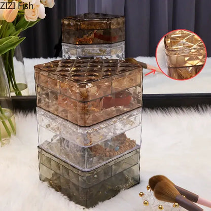 Elegant rose gold & silver jewelry boxes bedroom diamond organizers