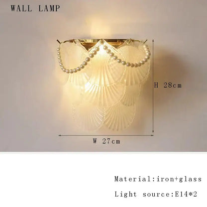 Elegant shell pearl chain chandelier dining room gold metal light