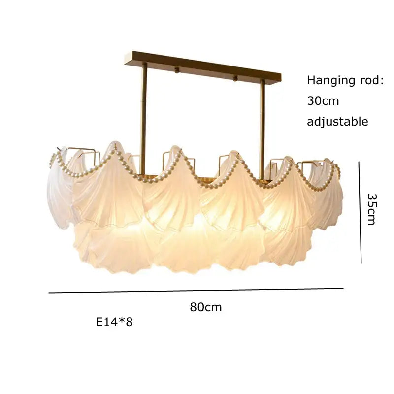 Elegant shell pearl chain chandelier dining room gold metal light