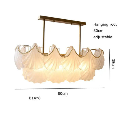 Elegant shell pearl chain chandelier dining room gold metal light