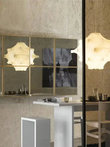 Elegant silk pendant lamp white ruffled petal light for living room