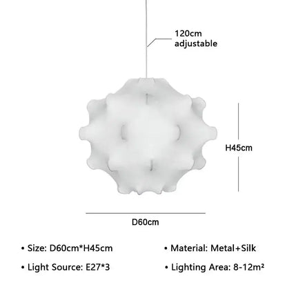 Elegant silk pendant lamp white ruffled petal light for living room