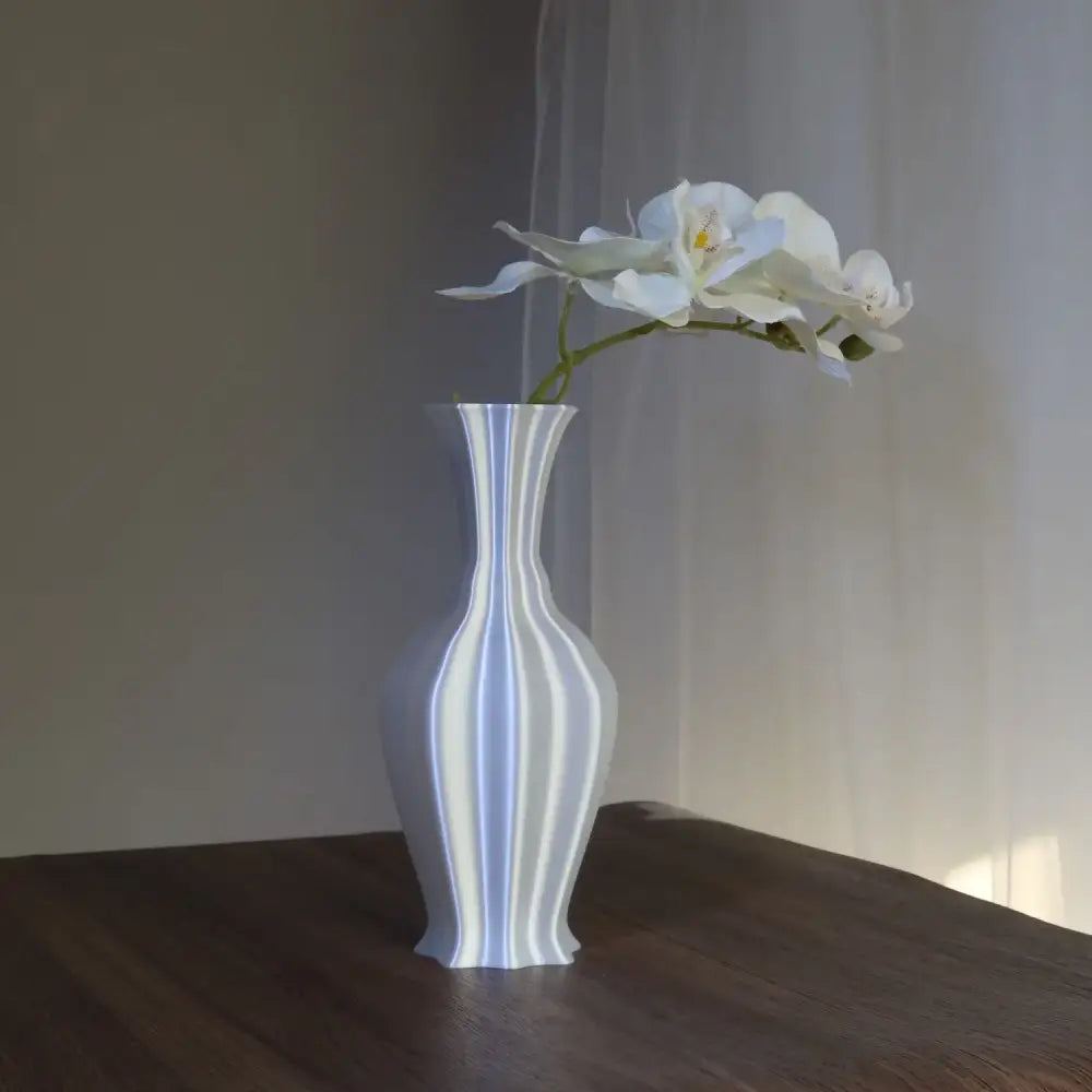 Elegant silver twisted flowing vase living room decor