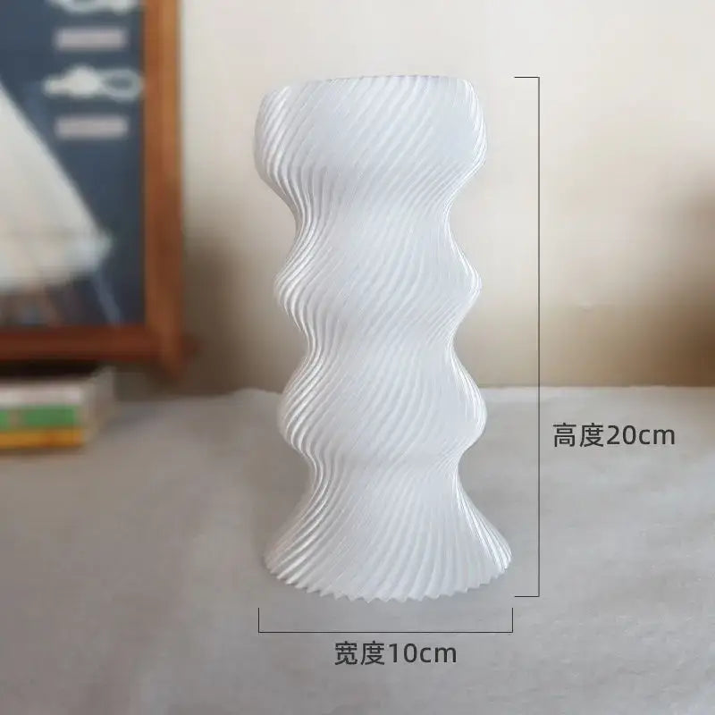 Elegant silver twisted flowing vase living room decor