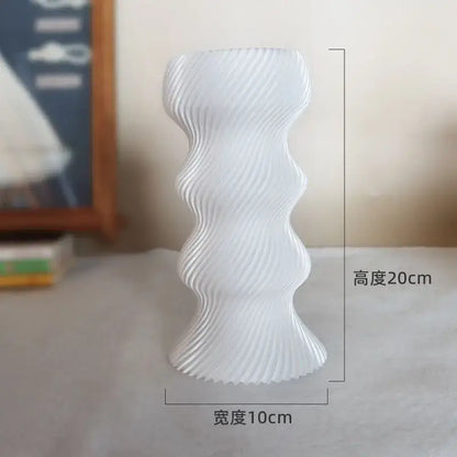 Elegant silver twisted flowing vase living room decor