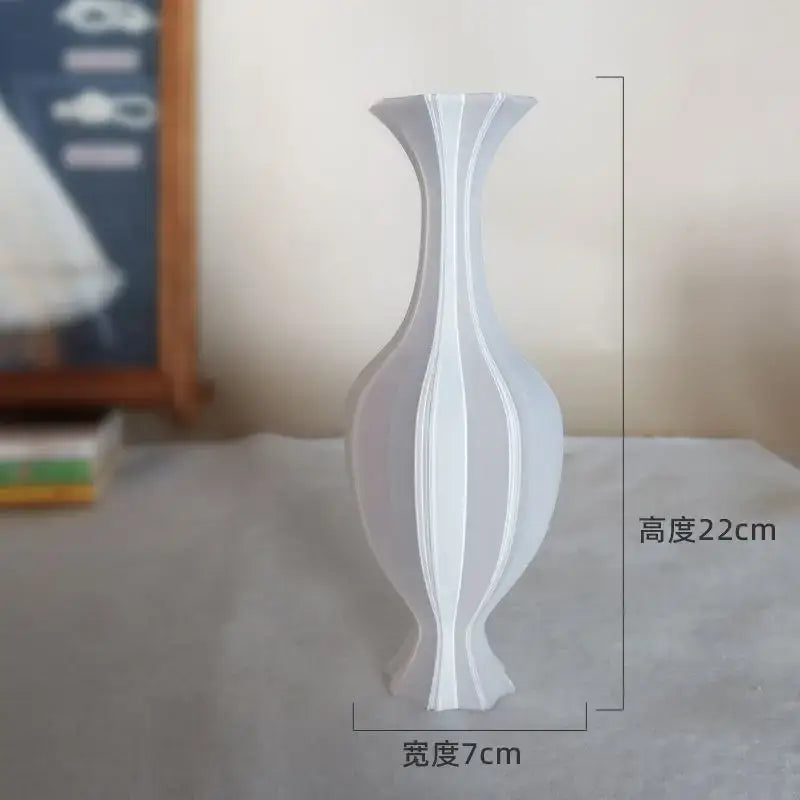 Elegant silver twisted flowing vase living room decor