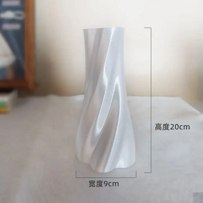 Elegant silver twisted flowing vase living room decor