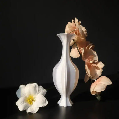 Elegant silver twisted flowing vase living room decor