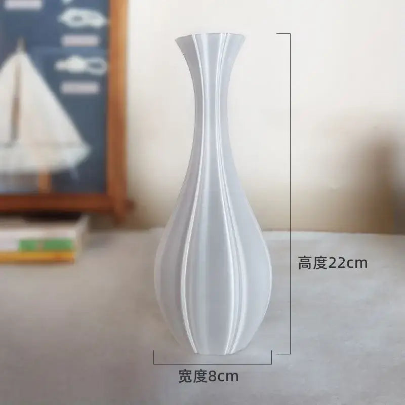 Elegant silver twisted flowing vase living room decor
