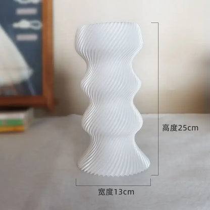 Elegant silver twisted flowing vase living room decor