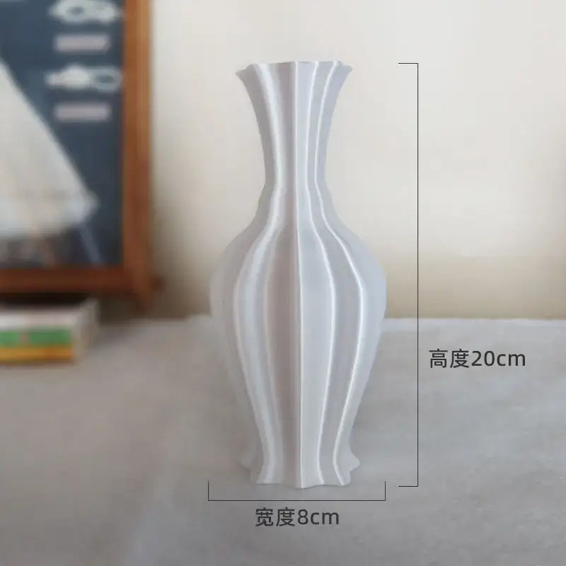 Elegant silver twisted flowing vase living room decor