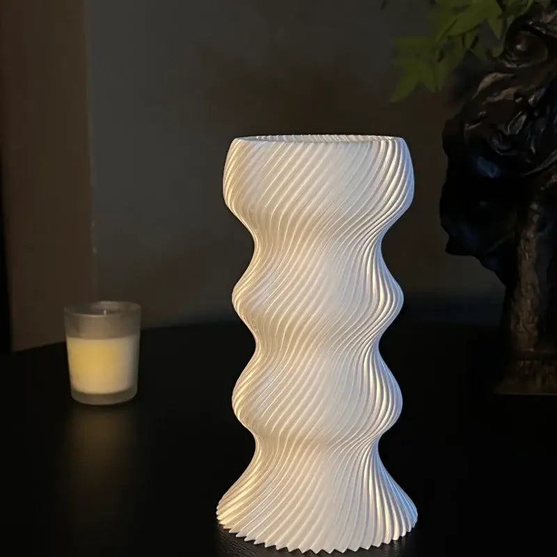 Elegant silver twisted flowing vase living room decor