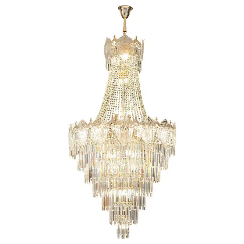Elegant simple staircase chandelier gold crystal living room light