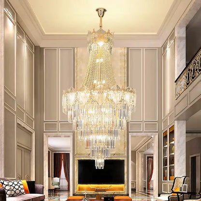 Elegant simple staircase chandelier gold crystal living room light