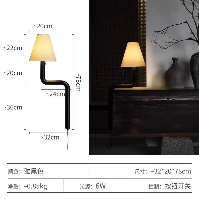 Elegant solid wood table lamp bedroom warm fabric light