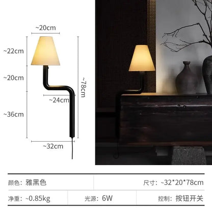 Elegant solid wood table lamp bedroom warm fabric light