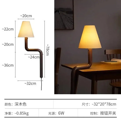 Elegant solid wood table lamp bedroom warm fabric light