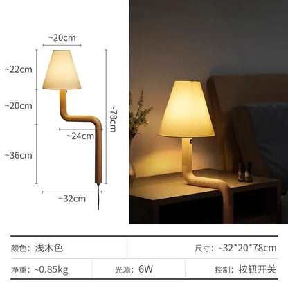 Elegant solid wood table lamp bedroom warm fabric light