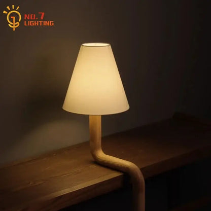 Elegant solid wood table lamp bedroom warm fabric light