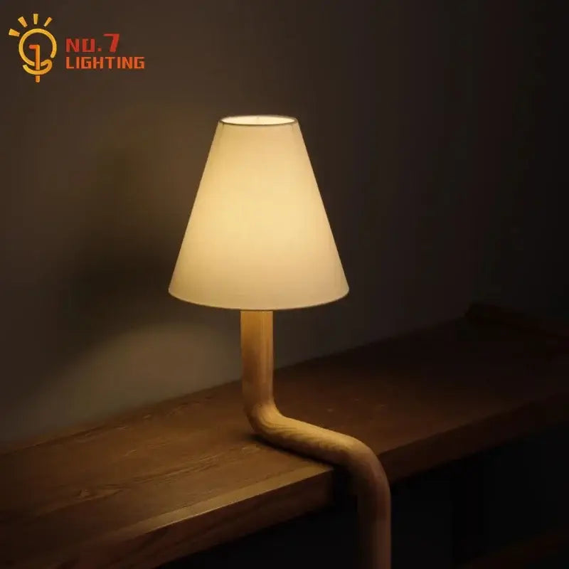 Elegant solid wood table lamp bedroom warm fabric light