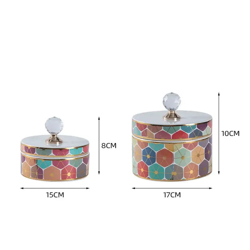 Elegant white and gold crystal ball ceramic jewelry box bedroom storage