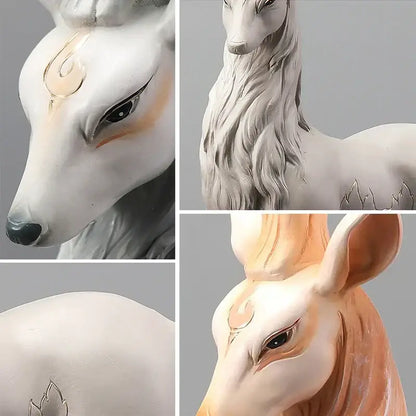 Elegant white and gold elk figurine living room deer sculpture