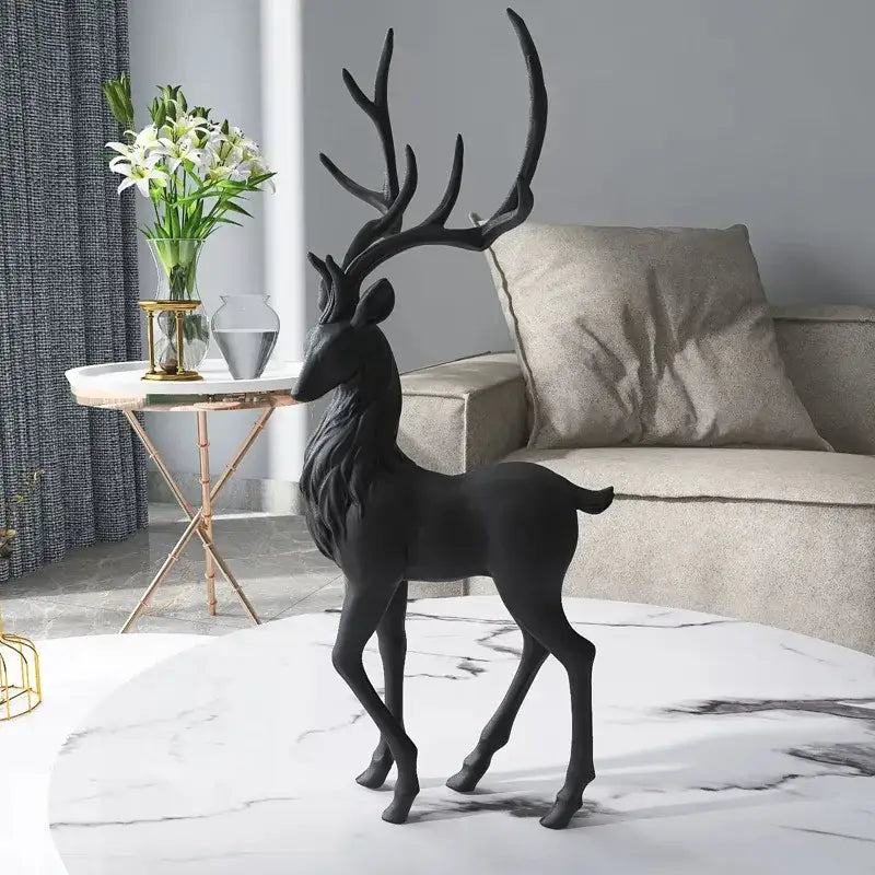 Elegant white and gold elk figurine living room deer sculpture